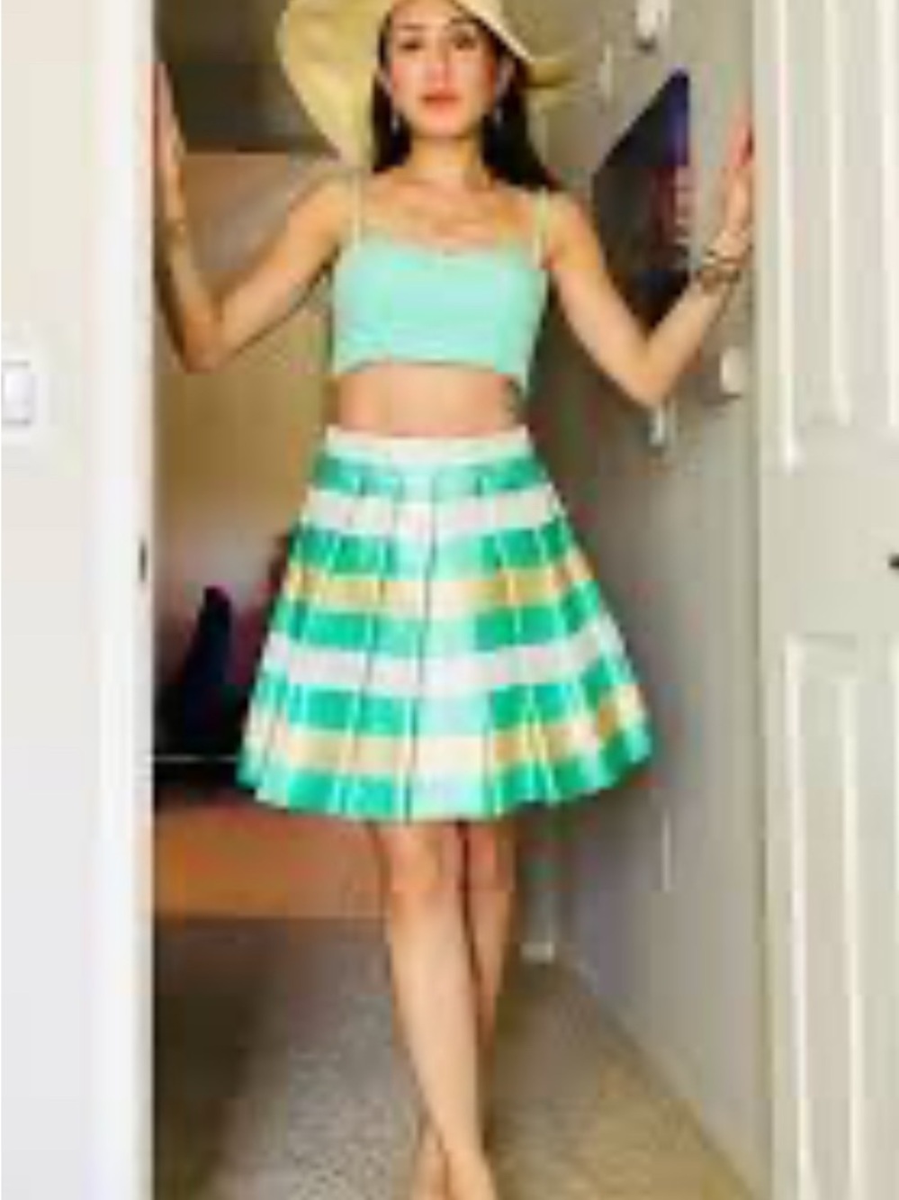 NWT From Aqua Mint Green Bustier W/Matching Skirt SZ-6